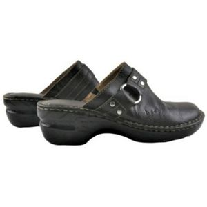 B.O.C Brown Leather Slip Clogs/Mules